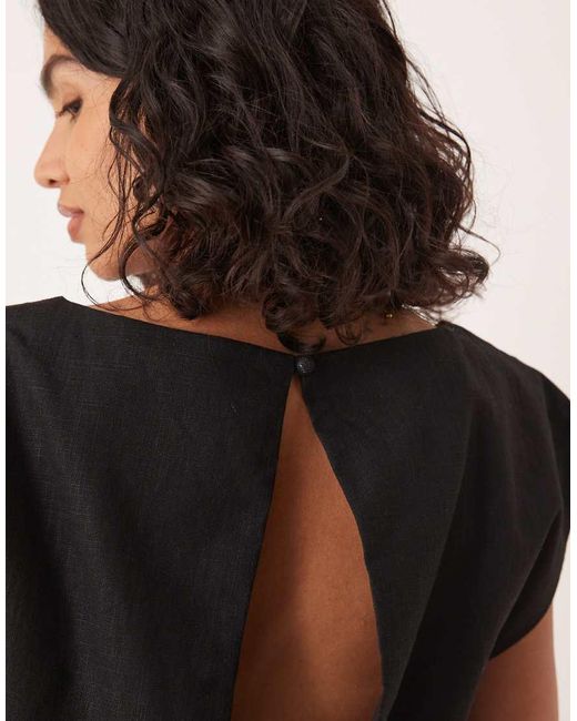Vrg Grl Black Cameron Linen Mini Shift Dress