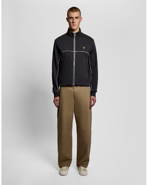 Lyle & Scott Black Mid Layers Piped Full Zip Track Top for men