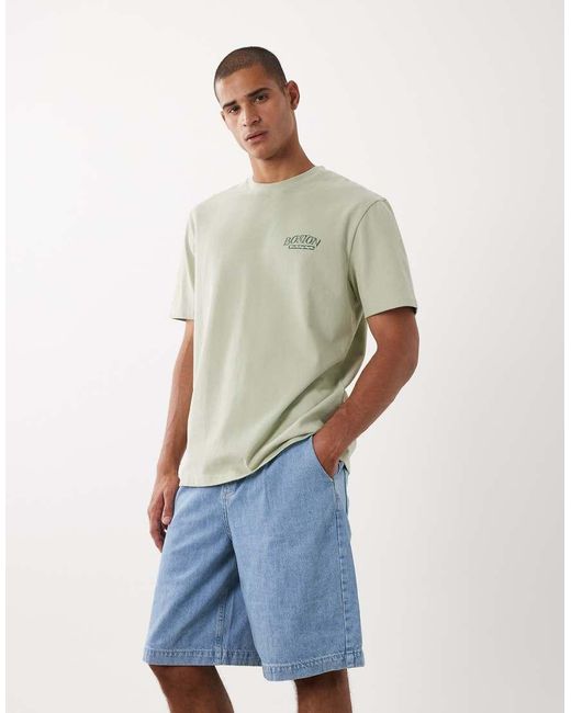 Threadbare Green Back Print Short Sleeve T-shirt for men
