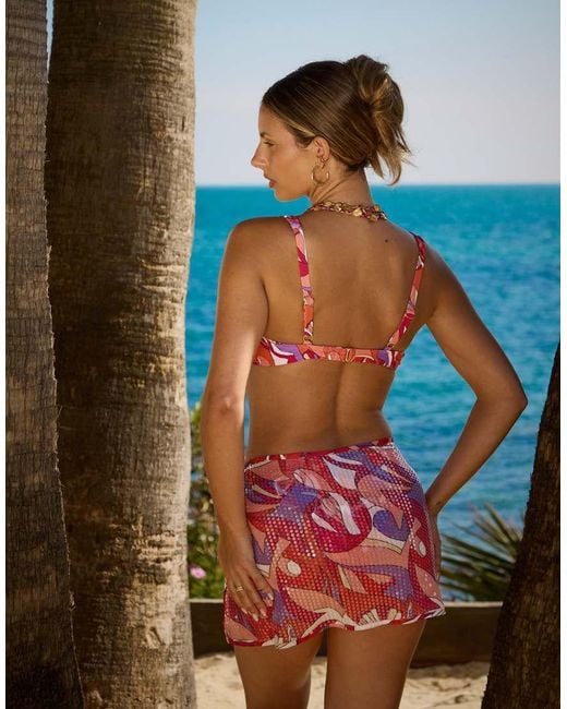South Beach Pink X Sasha Corte-T Abstract Print Wrap Sarong