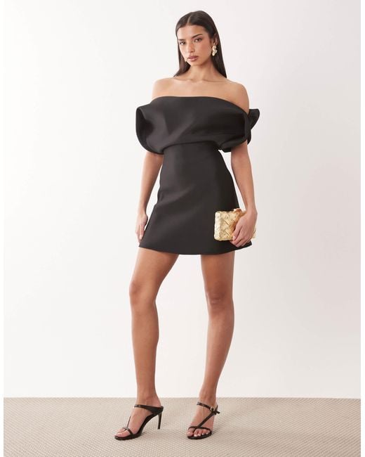 ASOS Black Structured Bardot Mini Dress
