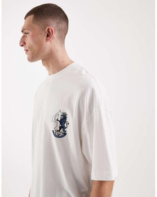 ASOS White Oversized T-shirt With Lion Football Chest Graphic for men