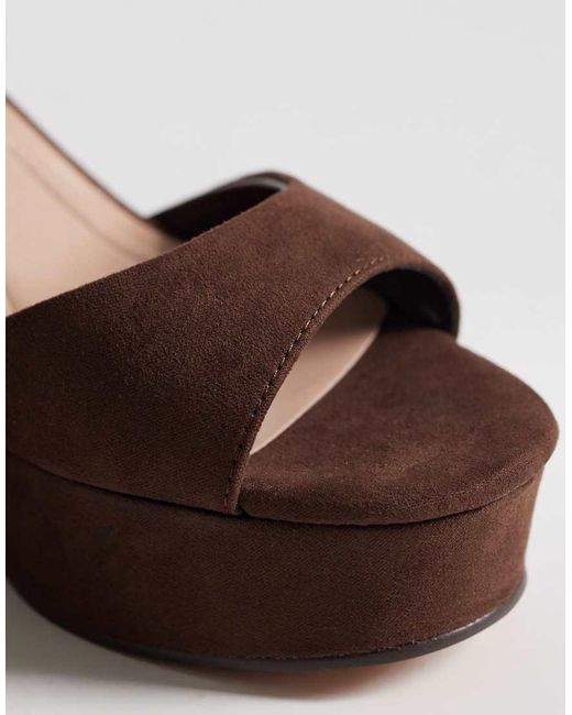 New Look Brown Suedette Platform Heeled Sandals