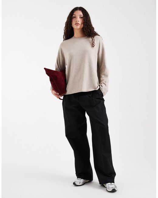 ONLY Gray Round Neck Boxy Knitted Top