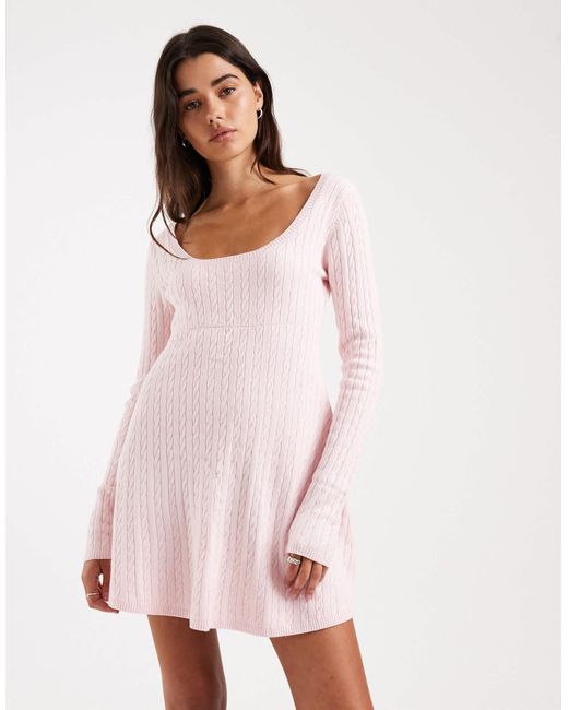Hollister Tie Back Babydoll Sweater Mini Dress in Pink | Lyst