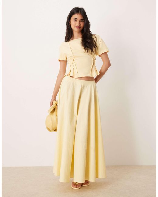 ASOS Natural Off Shoulder Cinched Waist Detail Tee
