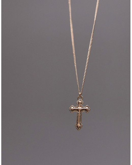 AllSaints Black Gothic Cross Pendant Necklace