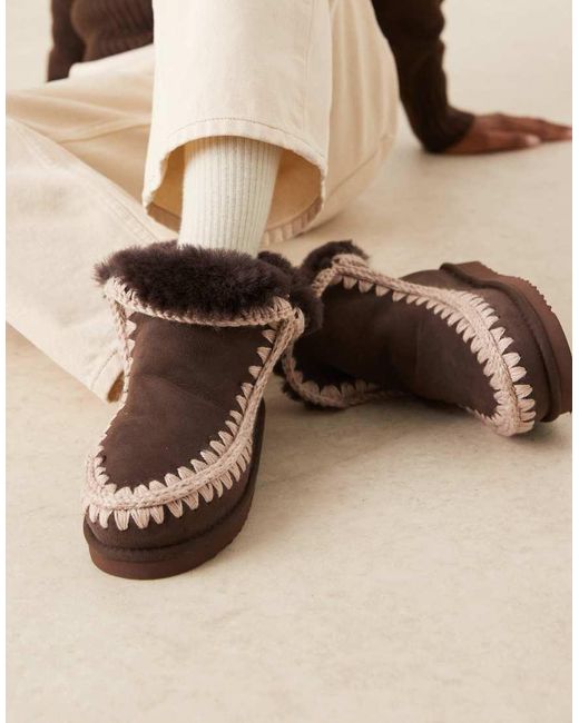 Mou Natural 18 Shearling Lined Suede Boots