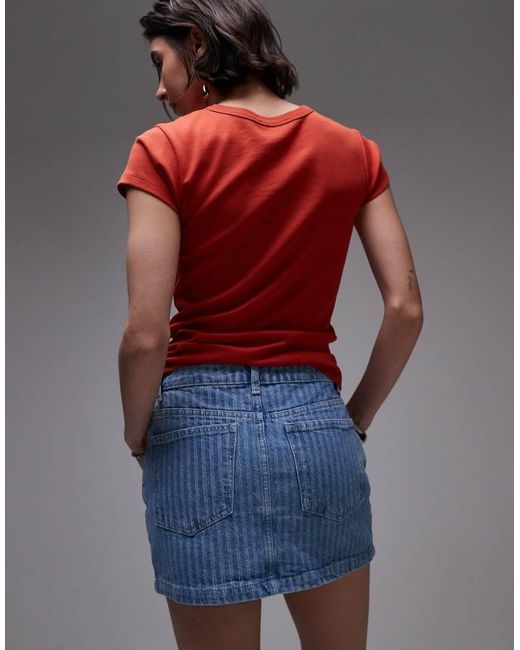 Minifalda Muy Corta Vaquera A Rayas Playeras De TOPSHOP de color Gray