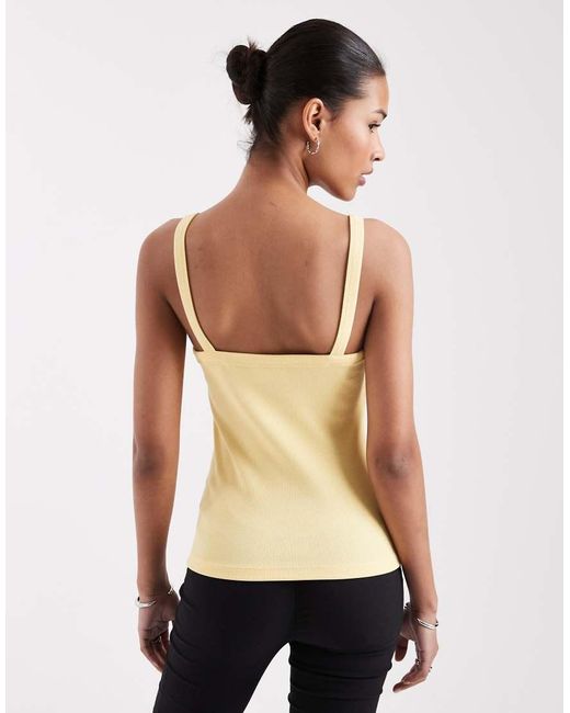 JJXX White Ribbed Square Neck Vest