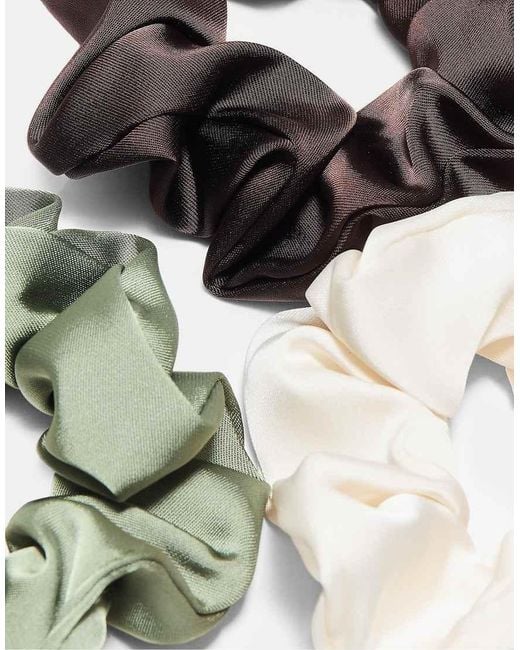 Stradivarius White Set Of 3 Satin Scrunchies