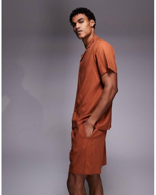 South Beach Red Linen Short for men