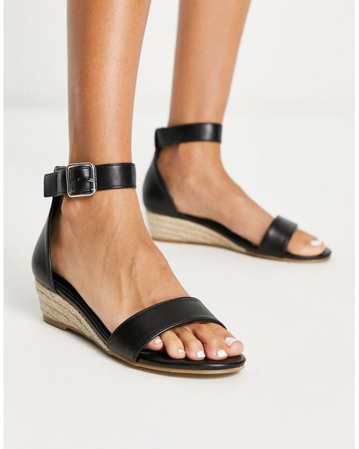 Glamorous Low Wedge Sandals in Black Lyst UK