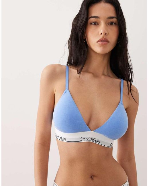 Calvin Klein Blue Icon Cotton Modal Lightly Lined Triangle Bra