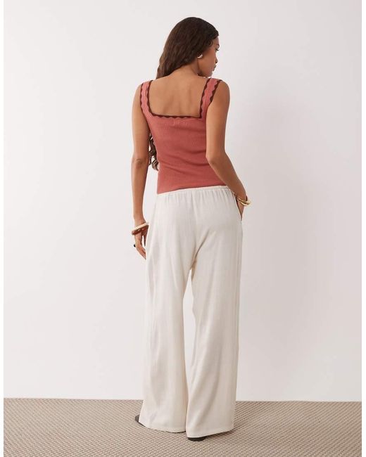 Miss Selfridge White Linen Blend Pull On Pants
