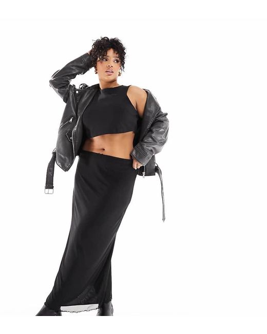 Falda Midi Negra De Malla De Asos Design Curve ASOS de color Black