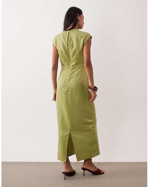 Nobody's Child Green Eden Cap Sleeve Cowl Neck Satin Midaxi Dress