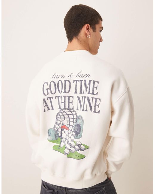 Abercrombie & Fitch White Golf Motif Back Sweat Top for men
