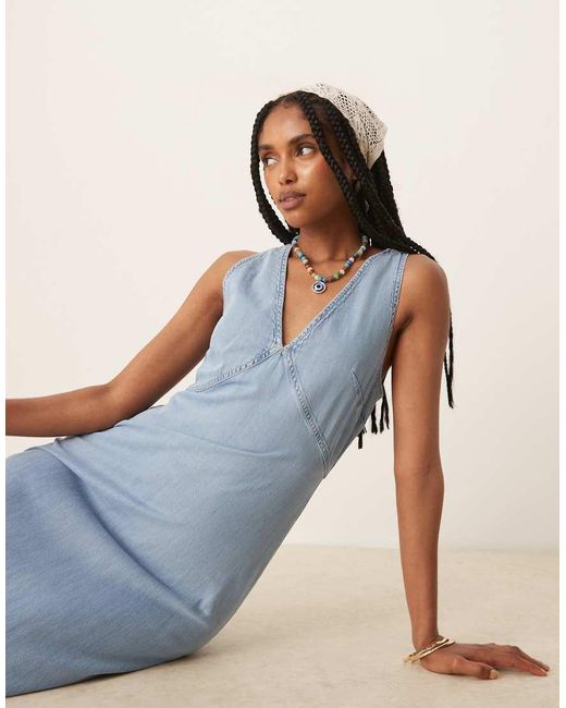 mango soft denim dress Draped denim dress - Women