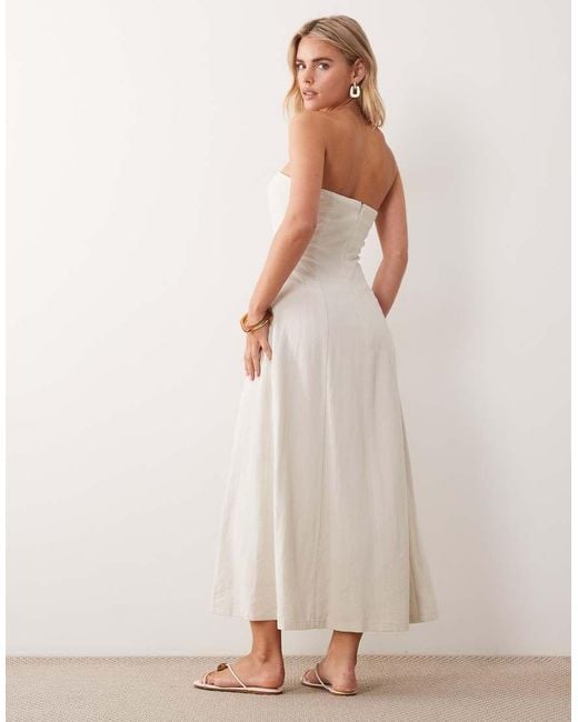 Miss Selfridge White Linen Look Bandeau Maxi Dress