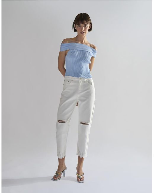 Glamorous White Straight Cropped Jeans