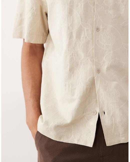 Mango Natural Linen Blend Textured Floral Print Shirt for men