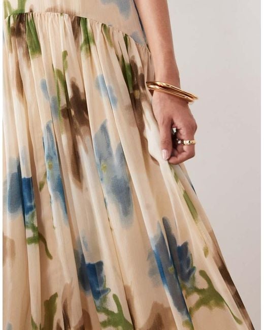 ASOS Natural Asos Design Tall Racer Neck Smock Maxi Dress