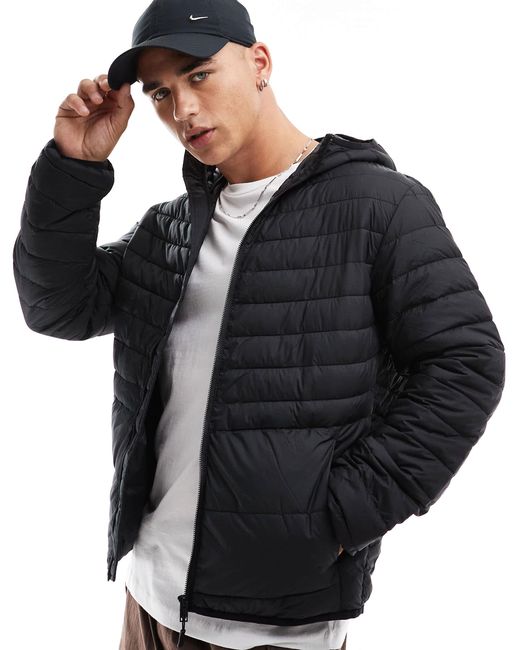 Jack & Jones – verstaubare, wattierte jacke in Black für Herren