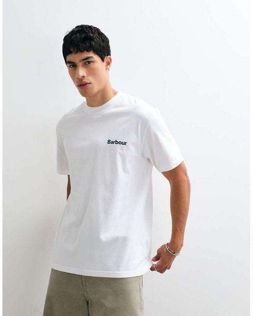 Barbour Blue Bowery Short Sleeve Oversized Graphic Logo T-shirt With Back Print for men