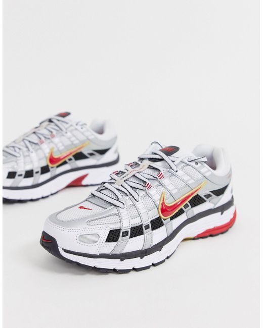 Nike White And Red P-6000 Trainers