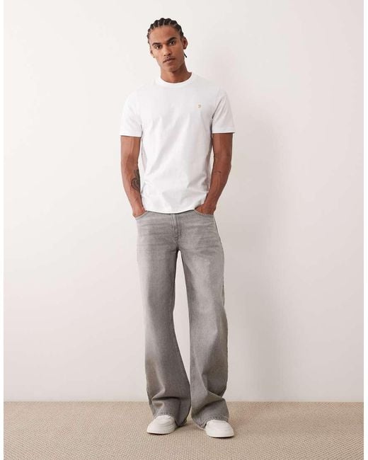 Farah White Danny Short Sleeve Regular Fit Logo T-shirt for men