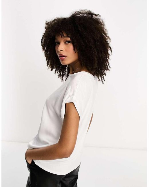 Vila White Satin Front Top