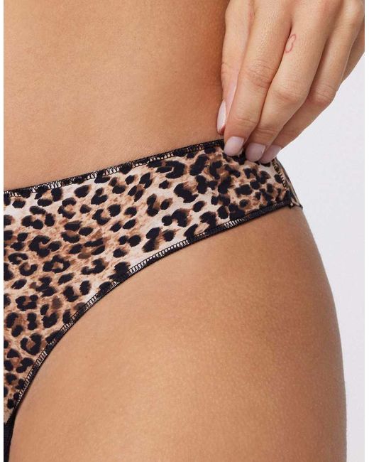 Tezenis Brown Printed Microfibre Brazilian Briefs