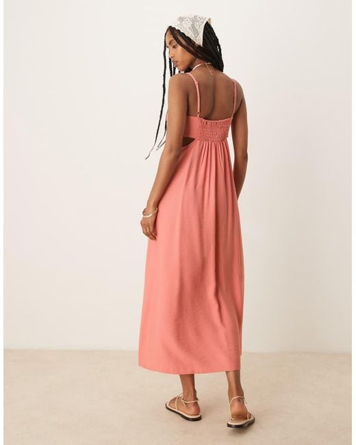 Mango Pink A-line Cut Out Side Panel Detail Dress Maxi Dress