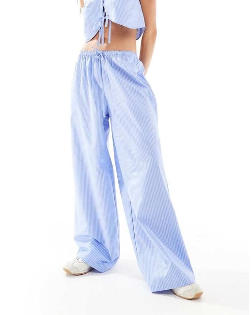 Wednesday's Girl Blue Striped Wide Leg Trouser Co-Ord