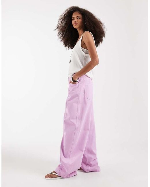 ASOS Pink Barrel Pants With Washed Effect