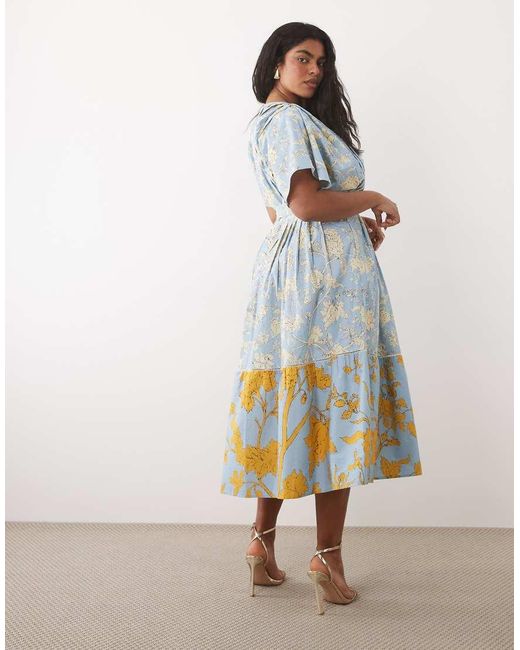 Hope & Ivy Plus Blue Wrap Midaxi Dress
