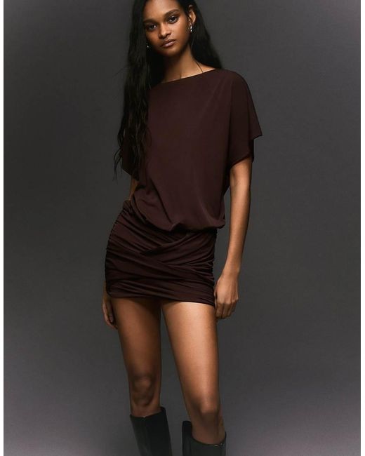 Bershka Black Open Back Dress With Draped Skirt