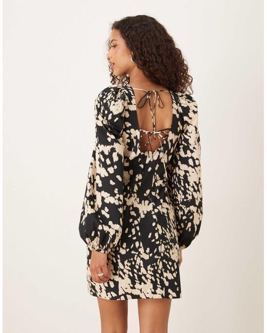 ASOS Natural Fit And Flare Mini Dress With Tie Back Detail