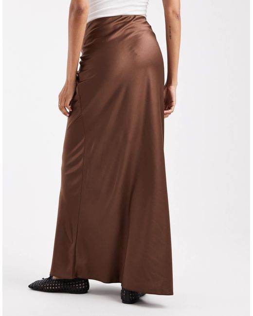 ASOS Brown Asos Design Maternity Satin Bias Midi Skirt