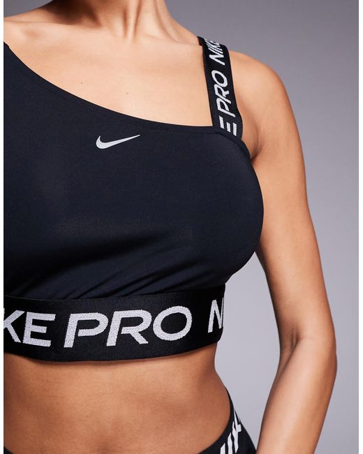 Nike Black Nike – pro training – langärmliges, asymmetrisches oberteil