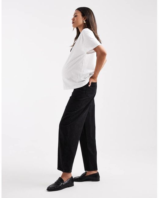 ASOS White Asos Design Maternity Slim Barrel Leg Jeans