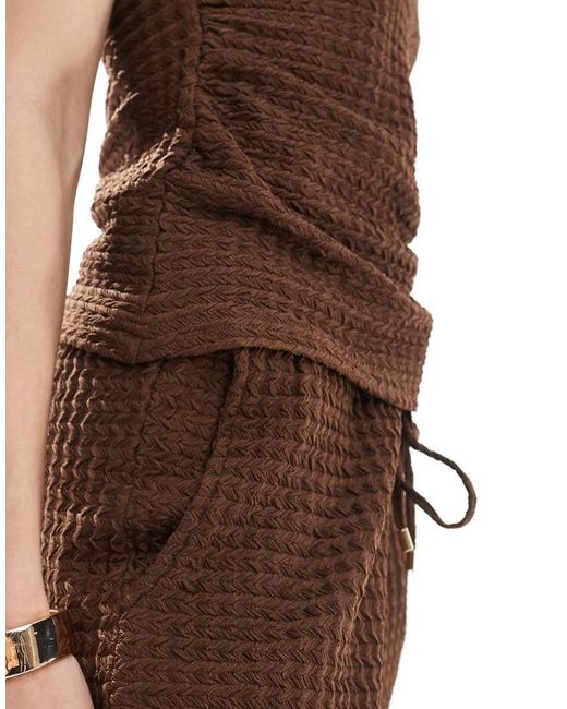 Threadbare Purple Co-ord Drawstring Textured Wide Leg Trousers