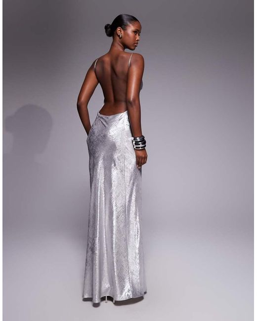 Mango Gray Featuring Kaia Gerber Backless Cami Maxi Dress