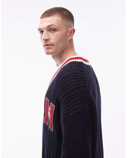 Tommy Hilfiger Blue Embroidered Logo Cardigan for men