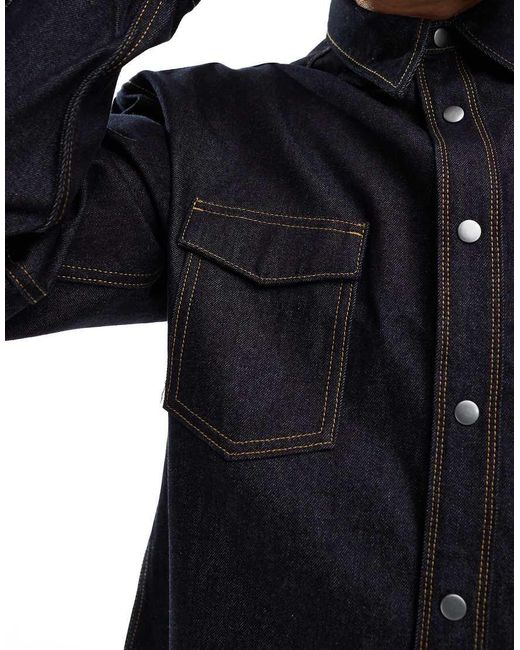 Jack & Jones Blue Denim Overshirt Shacket for men
