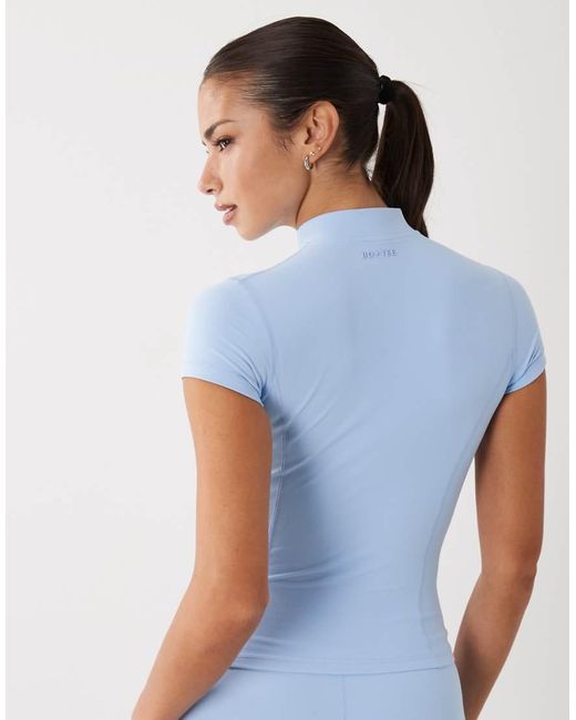 BO+TEE Blue Bo+tee Quarter Zip Short Sleeve Sports Top