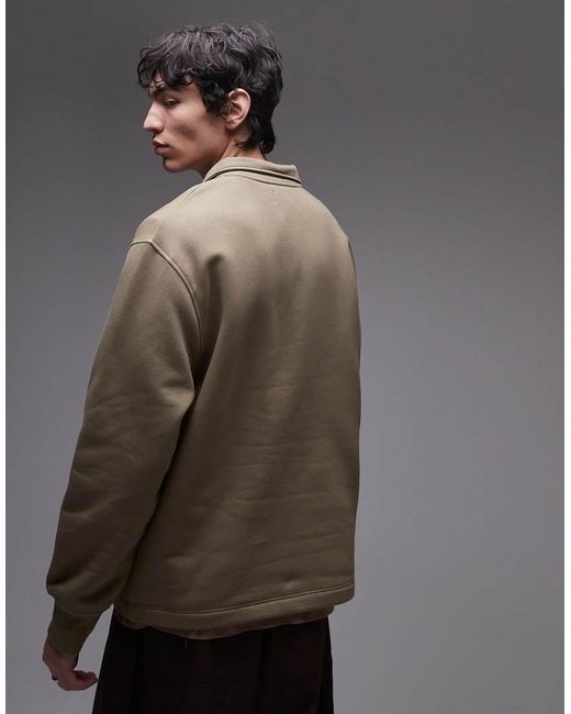 Sudadera Con Cremallera Corta De -Verde Topman de hombre de color Gray
