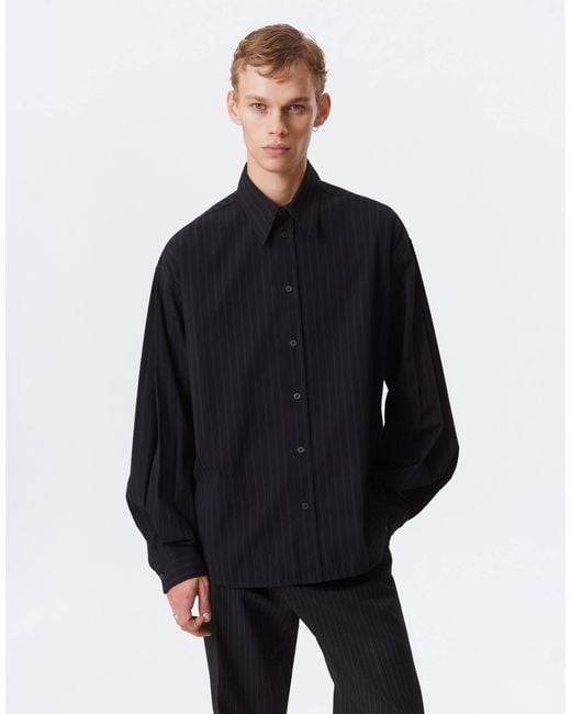 Weekday – gestreiftes oversize-hemd aus popeline in Blue für Herren