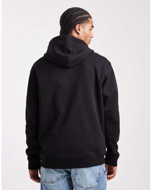 Parlez Blue Zip Through Embroidered Felt Logo Hoodie for men